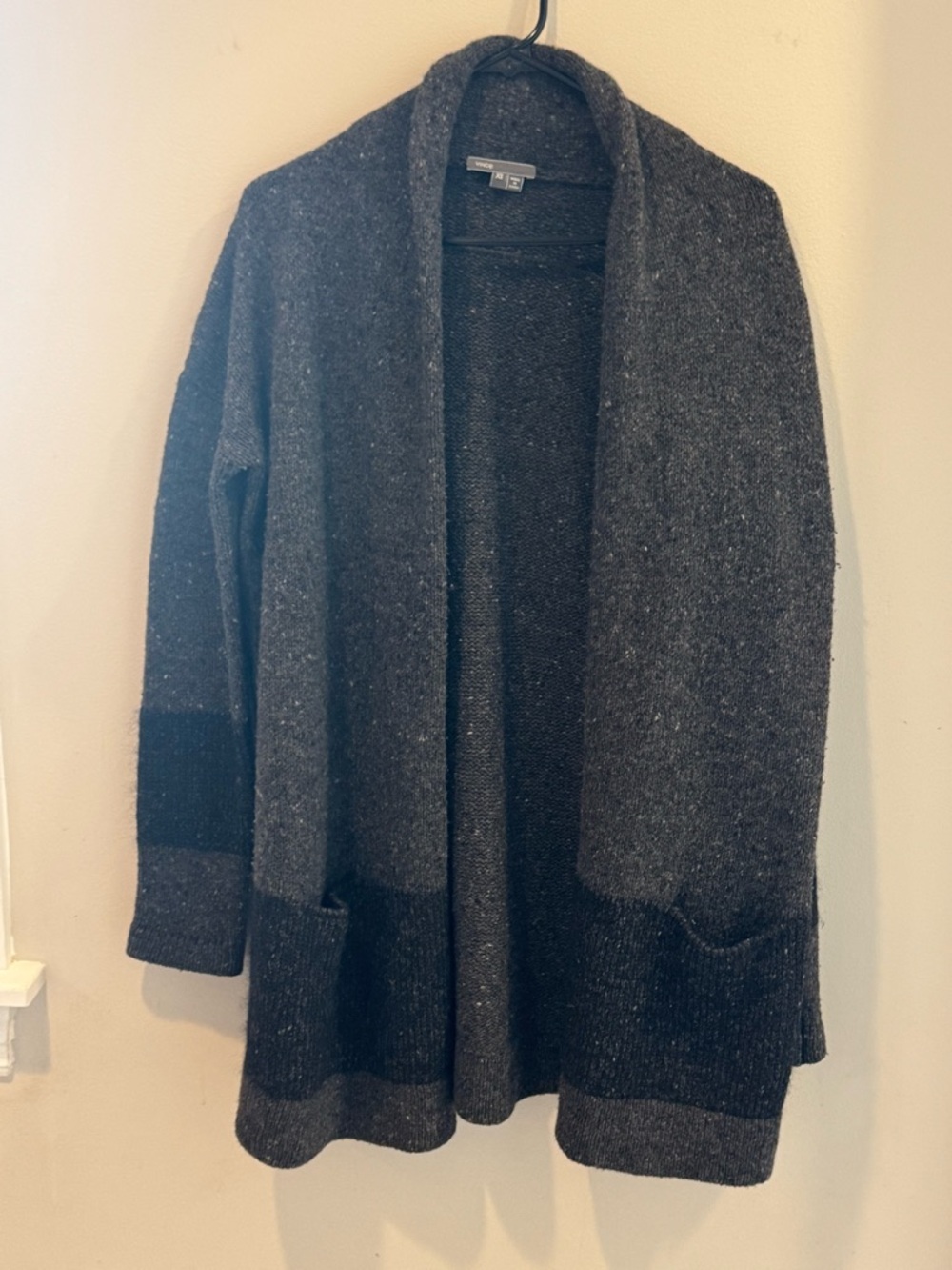 Vince Dark Gray Textured Knit Cardigan